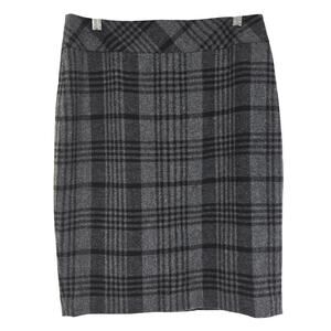 Ann Taylor Vtg Y2K Preppy Academia Office Siren Wool Blend Plaid Knee Skirt 2